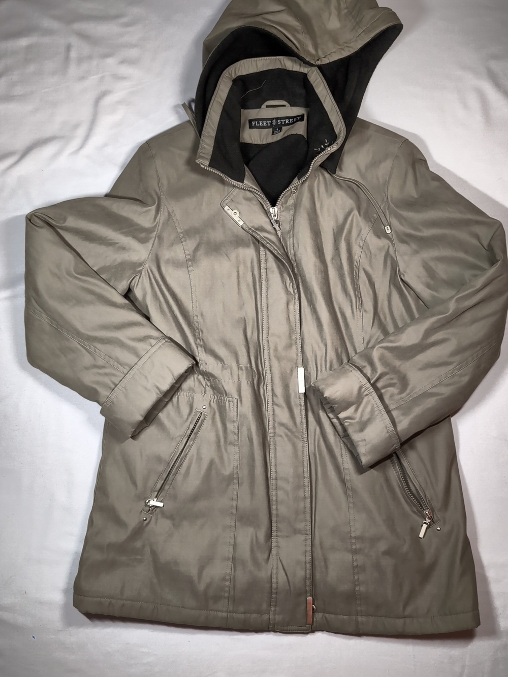 Fleet & Street Women's Hooded Trench Coat in Taupe